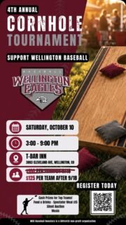 Time is running out to join the Wellington Baseball Cornhole Tournament!

Join us this Saturday for cornhole, a silent auction, food, music, and prizes—all in support of Wellington Eagles Baseball! ⚾

📅 Saturday, October 10 🕒 3–9 PM 📍 T-Bar Inn, 3803 Cleveland Ave., Wellington

Grab your teammate, bring your friends, and join the fun! Whether you’re tossing bags or checking out the silent auction, we’d love to see you there.

Help us spread the word—share this post and tag someone that should be there!

#WellingtonBaseball #GoEagles #WellingtonEagles #CornholeTournament